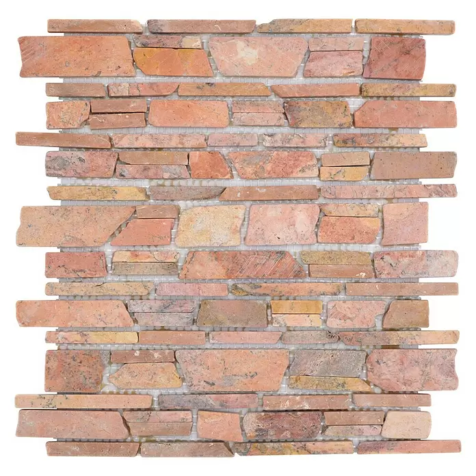 Mozaïektegel MOS brick 220 - 30,5 x 30,5 cm, Rood, Mat - Bovenaanzicht