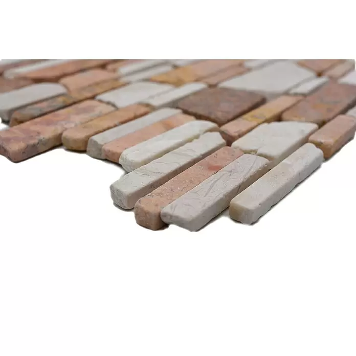 Mozaïektegel MOS brick 225 - 30,5 x 30,5 cm, Rood/wit, Mat - Close-up
