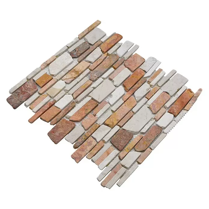 Mozaïektegel MOS brick 225 - 30,5 x 30,5 cm, Rood/wit, Mat - Diagonaal zicht