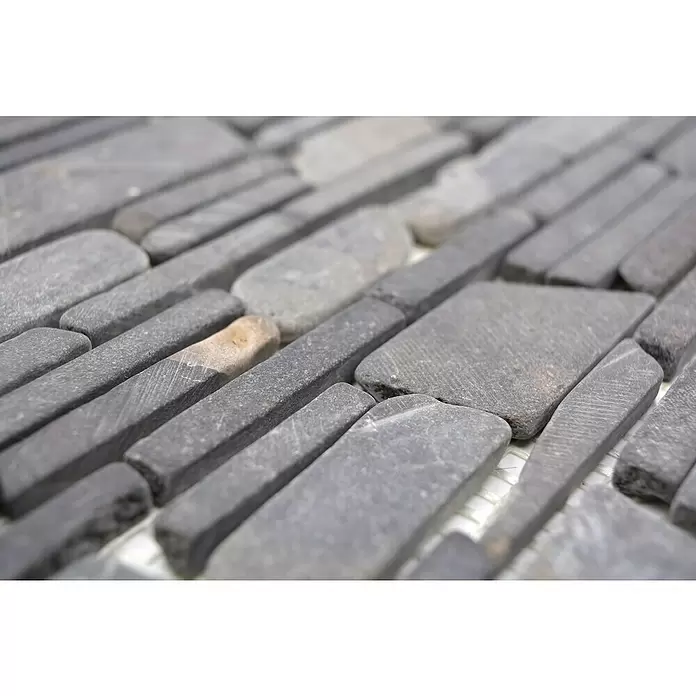 Mozaïektegel MOS brick 210 - 30,5 x 30,5 cm, Zwart, Mat - Close-up