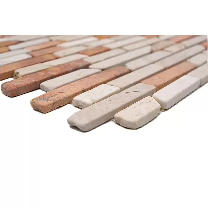 Mozaïektegel MOS BRICK 135 - 30,5 x 30,5 cm, Rood/Beige, Mat - Close-up