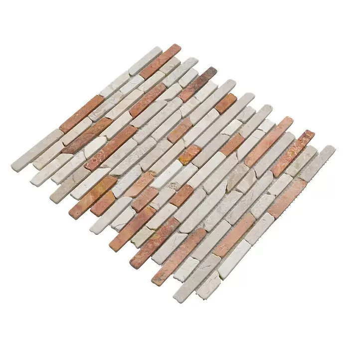 Mozaïektegel MOS BRICK 135 - 30,5 x 30,5 cm, Rood/Beige, Mat - Diagonaal zicht