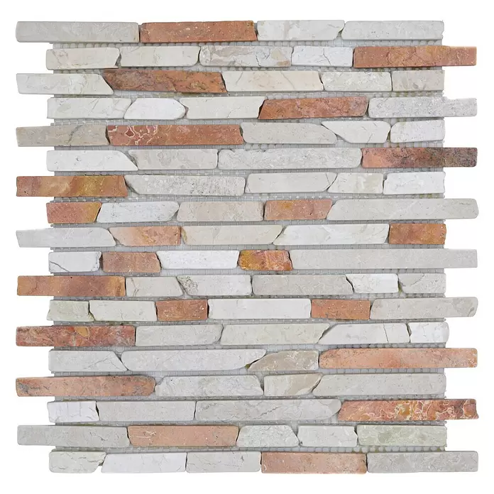 Mozaïektegel MOS BRICK 135 - 30,5 x 30,5 cm, Rood/Beige, Mat - Bovenaanzicht