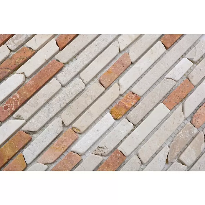 Mozaïektegel MOS BRICK 135 - 30,5 x 30,5 cm, Rood/Beige, Mat - Close-up