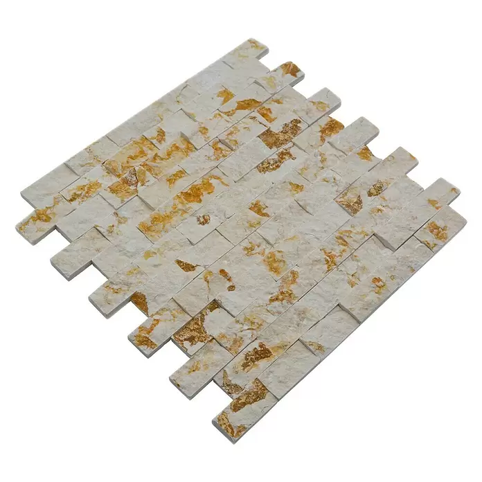 Mozaïektegel brick MOS X3D46 - 30 x 30 cm, Beige, Mat - Diagonaal zicht
