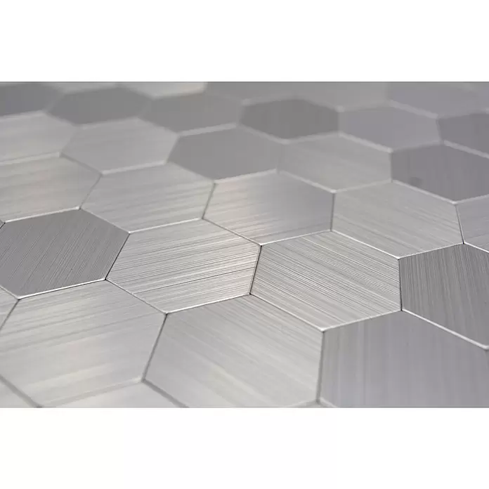 Selbstklebemosaik Hexagon SAM 4MMHX - 28 x 29 cm, Metall, Silber - Detailaufnahme
