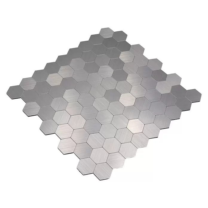 Selbstklebemosaik Hexagon SAM 4MMHX - 28 x 29 cm, Metall, Silber - Diagonale Ansicht