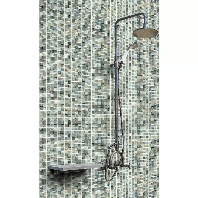 Mozaïektegel vierkant glas Mix XCR 2505 - 30,2 x 30,2 cm, Grijs, Glanzend - Sfeeropname