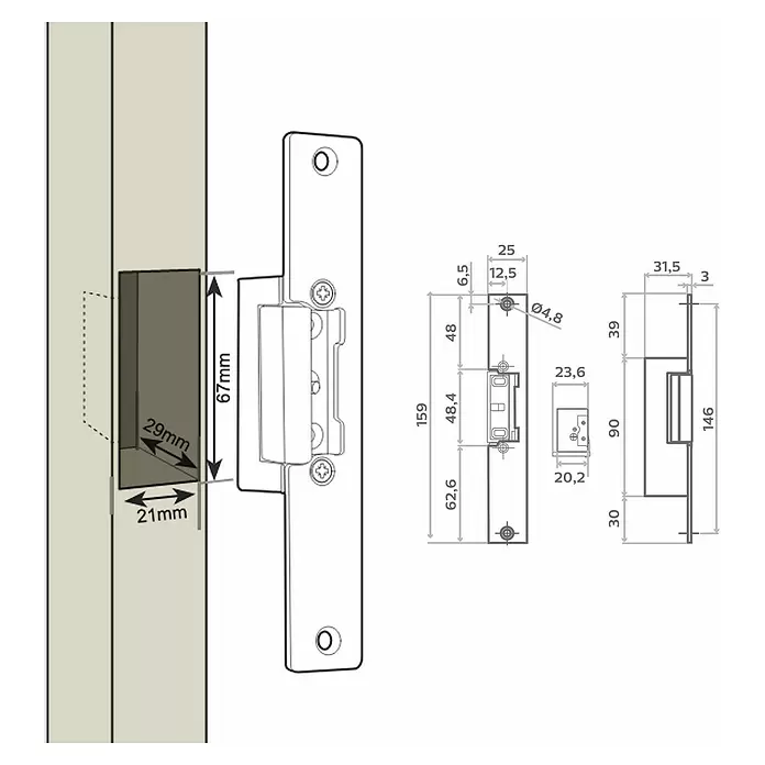 Avidsen Elektrischer Türöffner - Kurz, 12 V (0,5 A) - Skizze