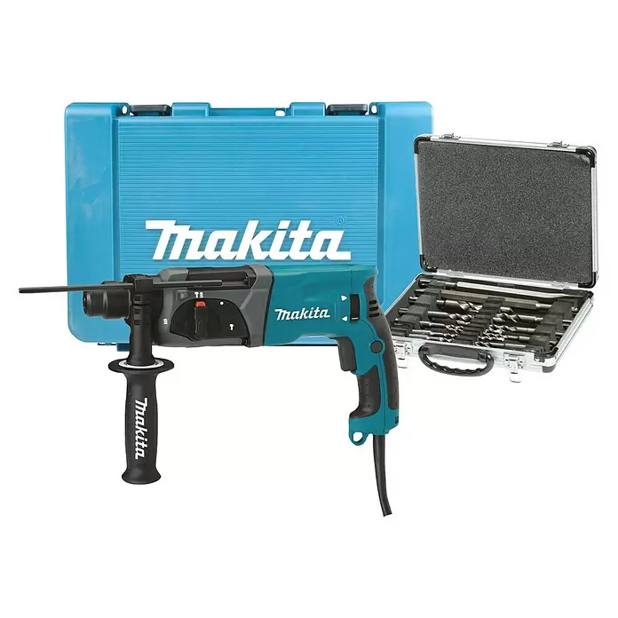 Makita Kombihammer HR2470X10 - 780 W, Leerlaufdrehzahl: 0 U/min - 1.100 U/min, Einzelschlagstärke: 2,4 J - Diagonale Ansicht