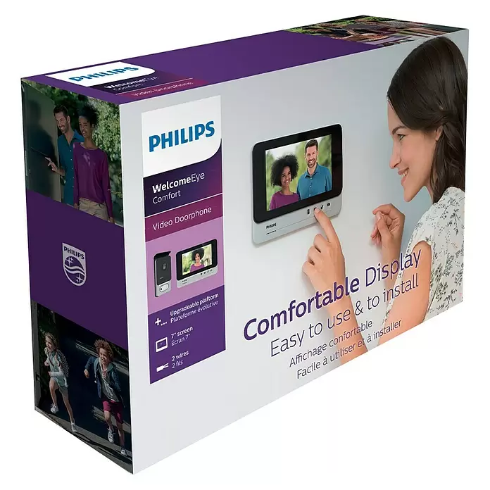 Philips WelcomeEye Farb-Video-Türsprechanlage Comfort - 2-Familienhaus, Bildschirmgröße: 7″ - Diagonale Ansicht