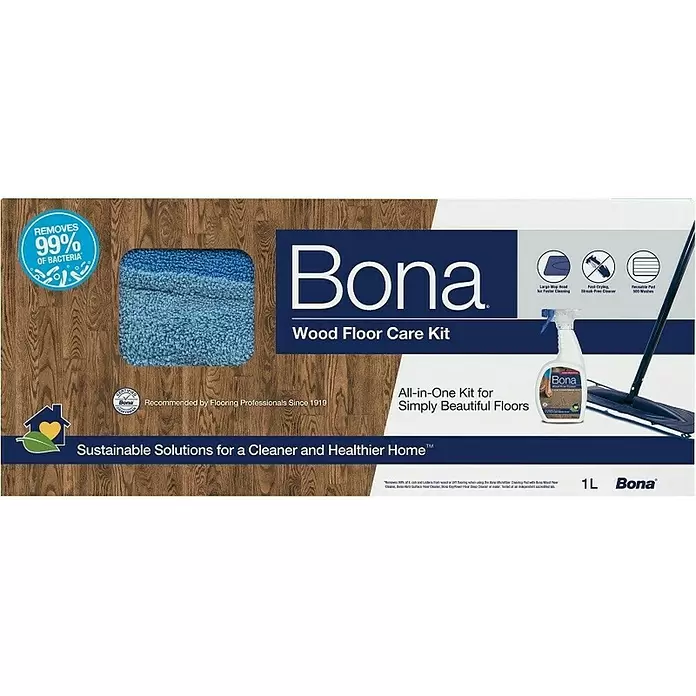 Bona Reinigungs-Set Parkett - 1 x Cleaner, 1 x Mop, 1 x Microfaser-Reinigungspad