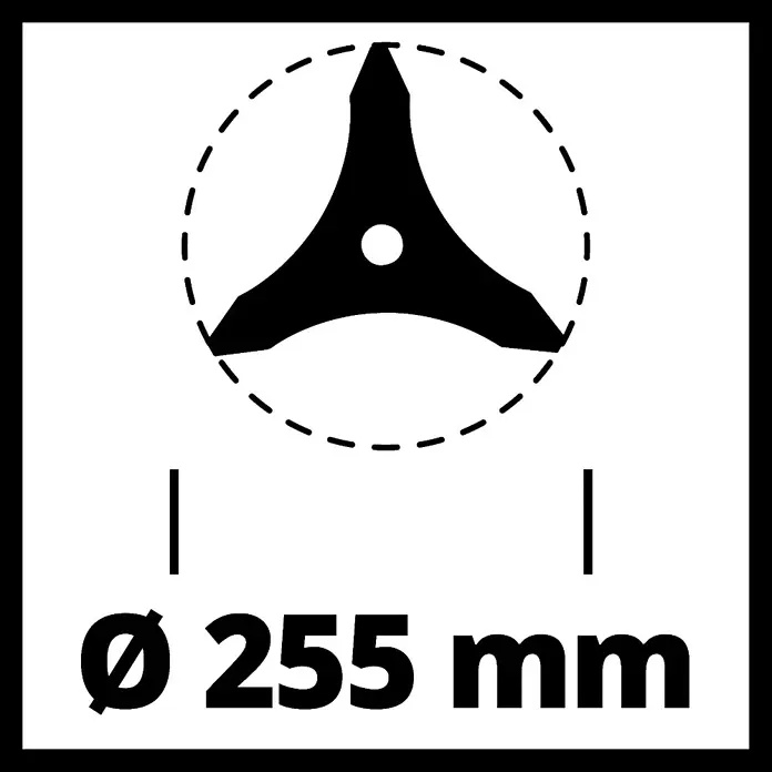 Einhell 3-Zahn-Dickichtmesser - Durchmesser: 255 mm, Höhe: 2,5 mm - Skizze