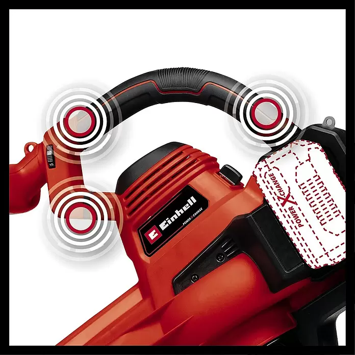 Einhell Power X-Change Akku-Gebläse 36/230 LI E-SOLO - 2 x 18 V, Ohne Akku, Blasgeschwindigkeit: 230 km/h - Detailaufnahme