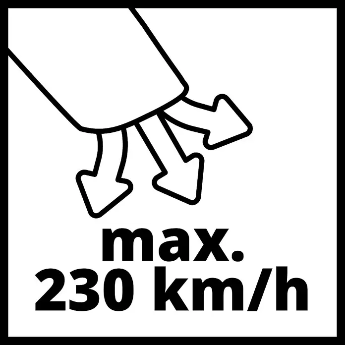 Einhell Power X-Change Akku-Gebläse 36/230 LI E-SOLO - 2 x 18 V, Ohne Akku, Blasgeschwindigkeit: 230 km/h - Skizze