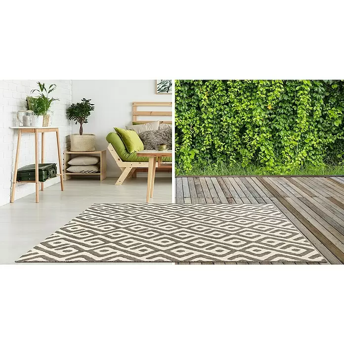 Alfombra Sun Etnic - Beige/Marrón, 230 x 160 cm, 100% Polipropileno - Foto ambiente