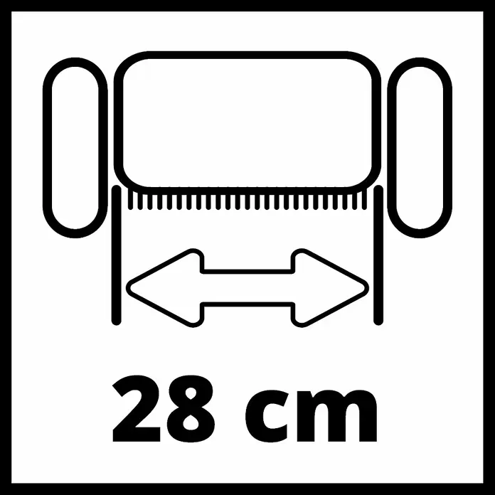 Einhell Power X-Change Akku-Vertikutierer GC-SC 18/28 Li - 18 V, 1 Akku, Max. Flächenempfehlung: 200 m² - Skizze