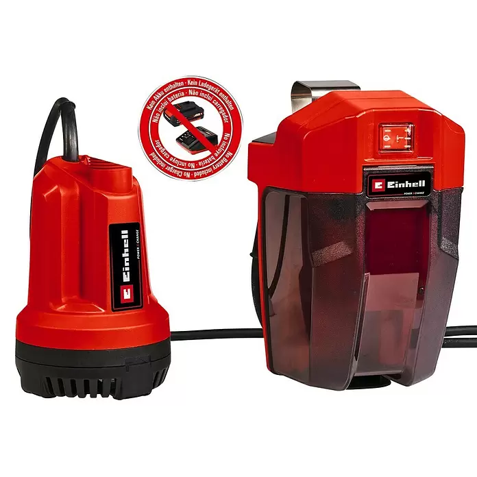 Einhell Power X-Change Akku-Klarwasserpumpe GE-SP 18 Li - 18 V, Ohne Akku, Max. Fördermenge: 5.000 l/h - Diagonale Ansicht