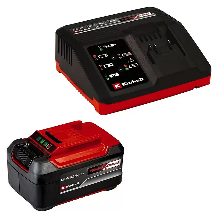 Einhell Power X-Change Punjač i baterija - 18 V, 1 baterija, 5,2 Ah - Dijagonalni pogled