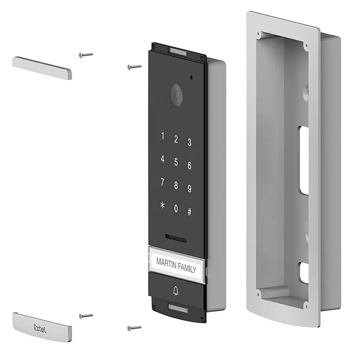 Extel Farb-Video-Türsprechanlage Code - Drahtgebunden, 7″, 1.296 x 732 Pixel - Diagonale Ansicht