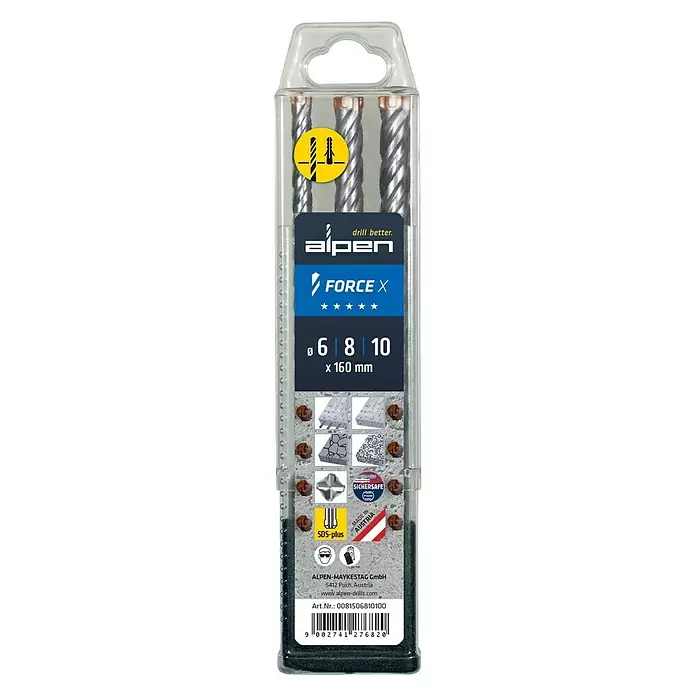 Alpen SDS-Plus Betonbohrer-Set - 3 -tlg. - Vorderansicht