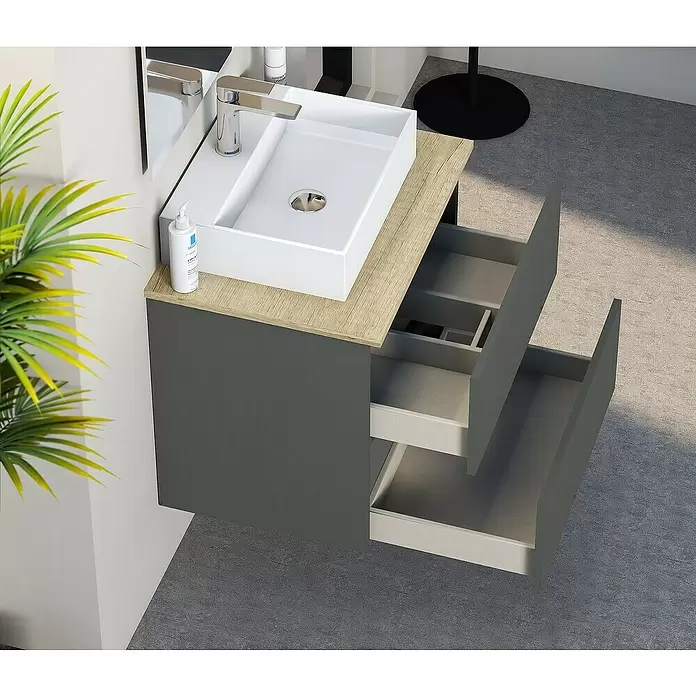 Mueble de lavabo Fons - 46 x 60 x 56 cm, Antracita, Mate - Foto ambiente