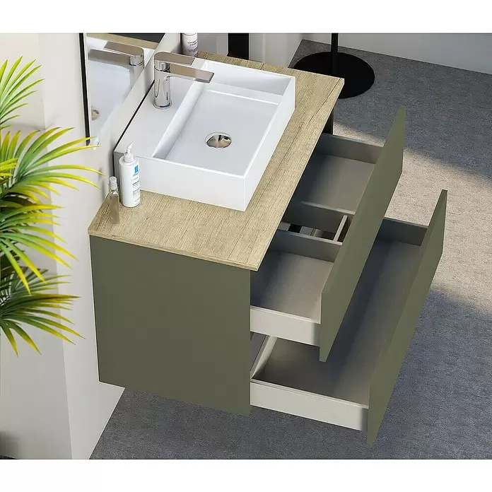 Mueble de lavabo Fons - 46 x 70 x 56 cm, Musgo, Mate - Foto ambiente