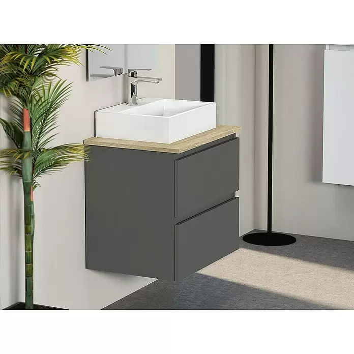 Mueble de lavabo Fons - 46 x 60 x 56 cm, Antracita, Mate - Foto ambiente