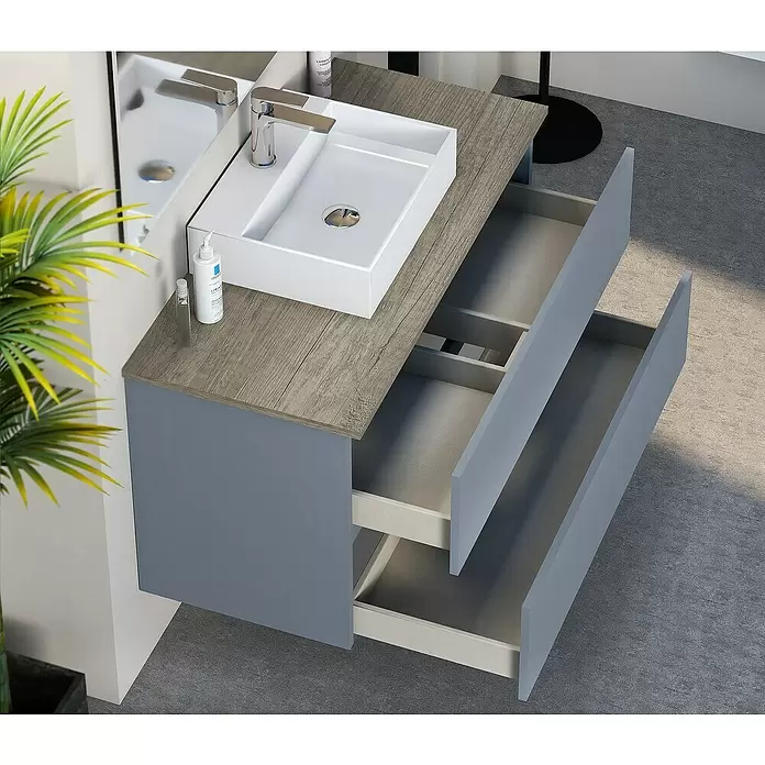 Mueble de lavabo Fons - 46 x 90 x 56 cm, Azul, Mate - Foto ambiente