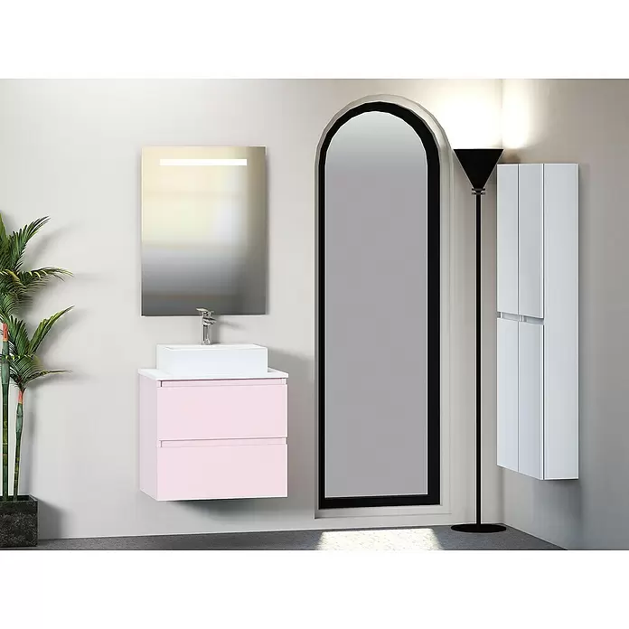 Mueble de lavabo Fons - 46 x 60 x 56 cm, Rosa, Mate - Foto ambiente