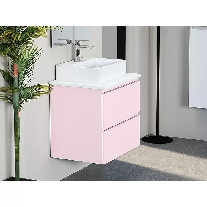 Mueble de lavabo Fons - 46 x 60 x 56 cm, Rosa, Mate - Foto ambiente