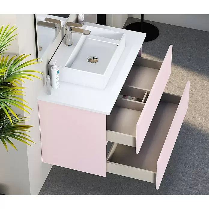 Mueble de lavabo Fons - 46 x 70 x 56 cm, Rosa, Mate - Foto ambiente