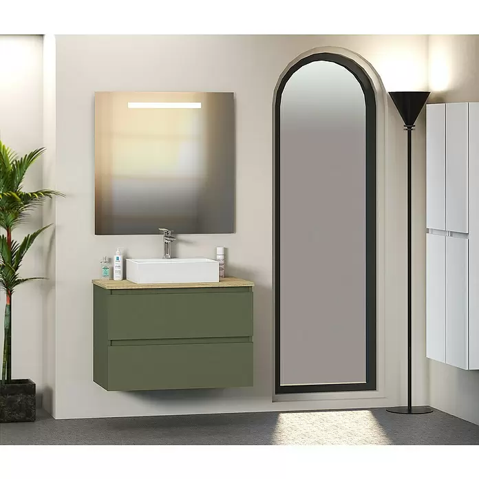 Mueble de lavabo Fons - 46 x 70 x 56 cm, Musgo, Mate - Foto ambiente