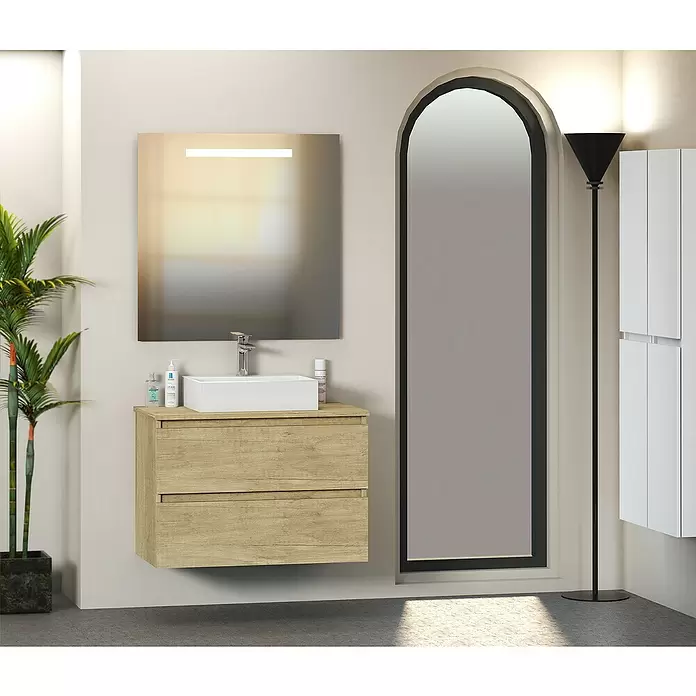 Mueble de lavabo Fons - 46 x 80 x 56 cm, Nature, Mate - Foto ambiente