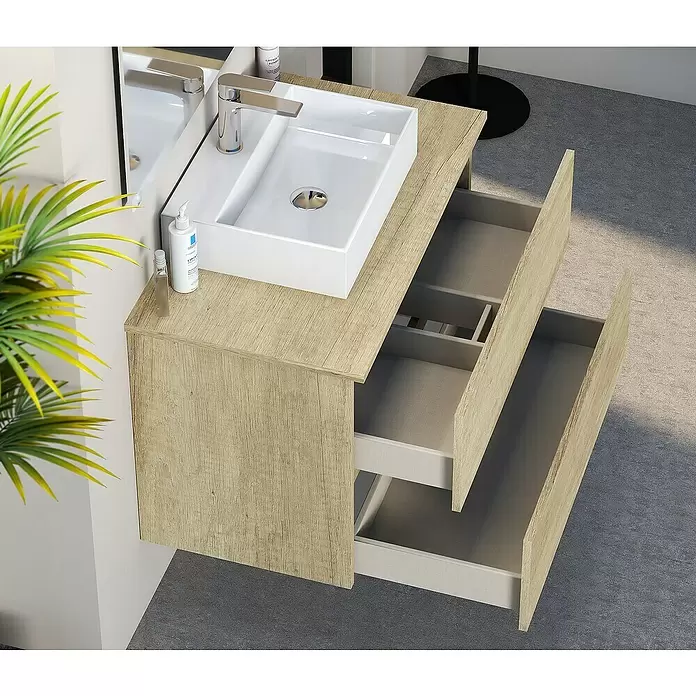 Mueble de lavabo Fons - 46 x 80 x 56 cm, Nature, Mate - Foto ambiente