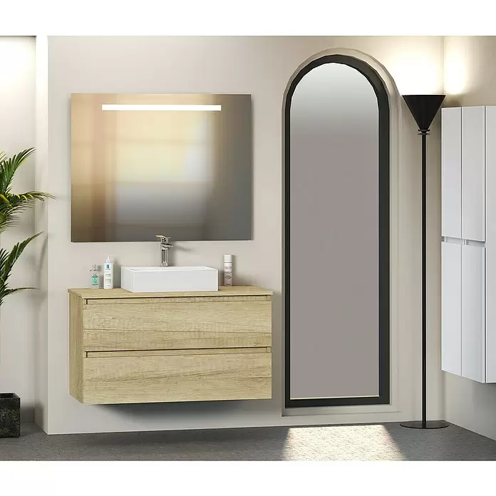 Mueble de lavabo Fons - 46 x 100 x 56 cm, Nature, Mate - Foto ambiente