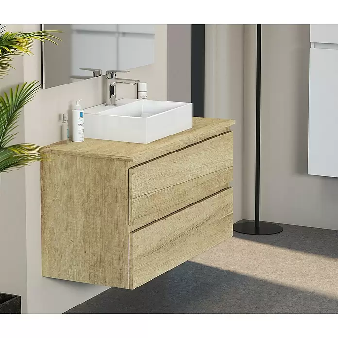 Mueble de lavabo Fons - 46 x 100 x 56 cm, Nature, Mate - Foto ambiente