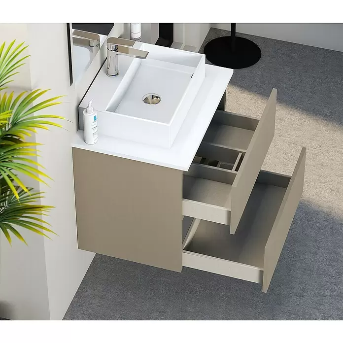 Mueble de lavabo Fons - 39 x 50 x 56 cm, Fango, Mate - Foto ambiente