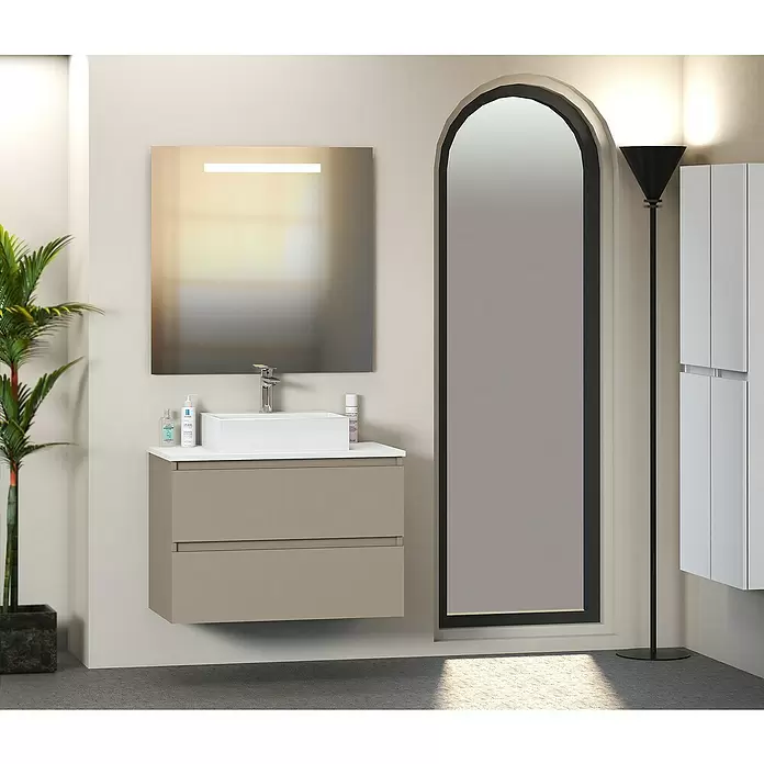 Mueble de lavabo Fons - 46 x 70 x 56 cm, Fango, Mate - Foto ambiente