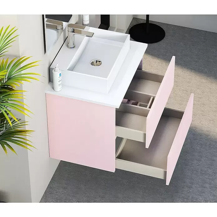Mueble de lavabo Fons - 39 x 50 x 56 cm, Rosa, Mate - Foto ambiente