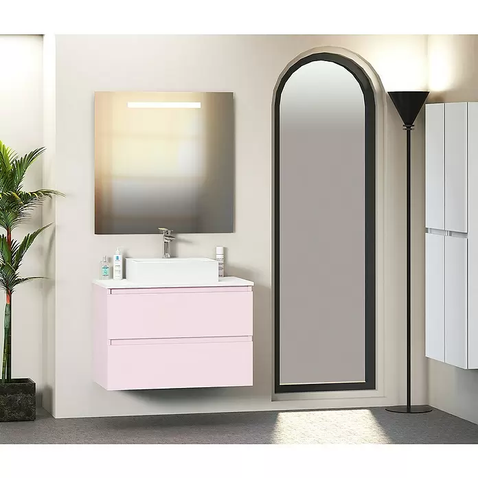 Mueble de lavabo Fons - 46 x 80 x 56 cm, Rosa, Mate - Foto ambiente