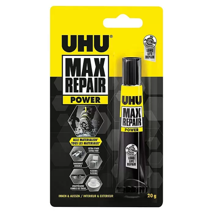 UHU Extrem-Kleber Max Repair - Transparent, 20 g, Tube, Flüssig - Vorderansicht