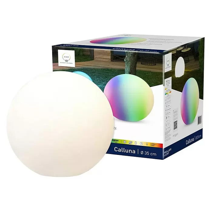 Müller-Licht Tint LED-Kugel Tint Calluna RGBW - E27, 9,6 W, 806 lm - Diagonale Ansicht