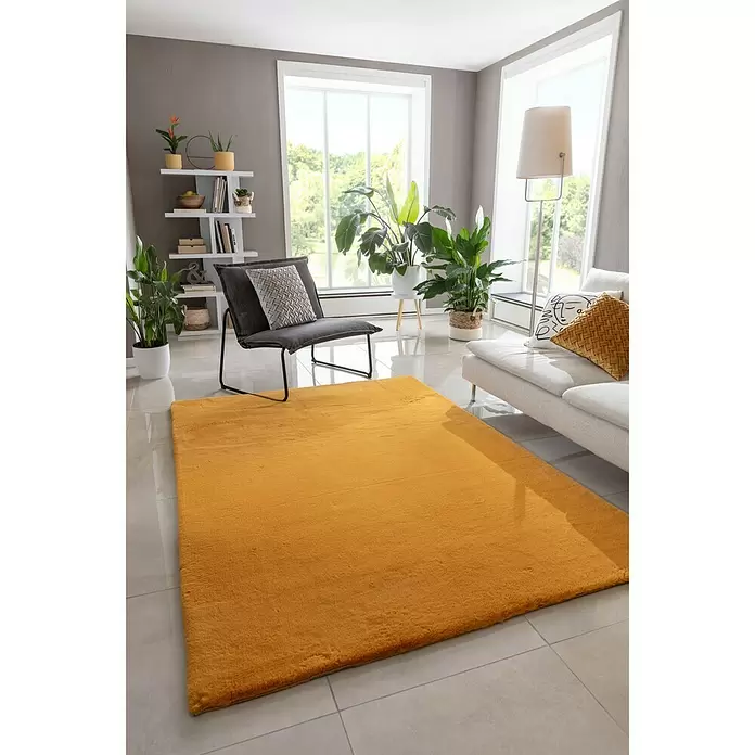 Hochflorteppich Candy - Senfgelb, 160 x 120 cm, 100 % Polyester - Stimmungsaufnahme