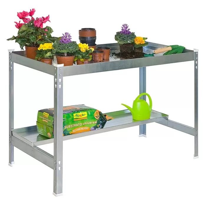 Simonrack Simongarden Mesa de cultivo - L x An x Al: 150 x 60 x 84 cm, Acero, Galvanizado - Vista angular