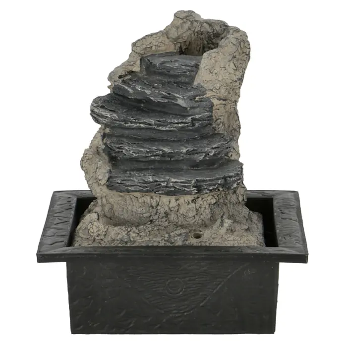 Zimmerbrunnen Stone - 24 cm x 18,3 cm x 21,8 mm, Grau, Mit Pumpe