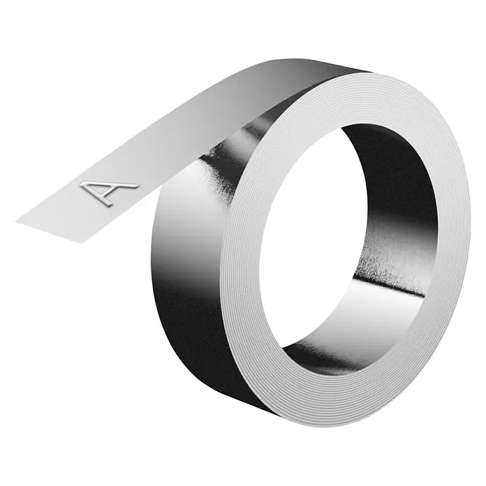 Dymo Cinta para etiquetado M1011 - L x An: 3,65 m x 12 mm, Color cinta: Plateado, Aluminio - Vista angular