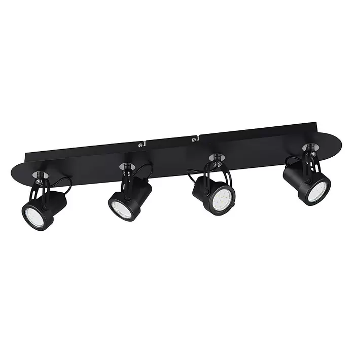 Trio Leuchten Plafondspot Goa - 5 W, l x b x h: 11 x 62 x 14,5 cm, Zwart, GU10 - Diagonaal zicht