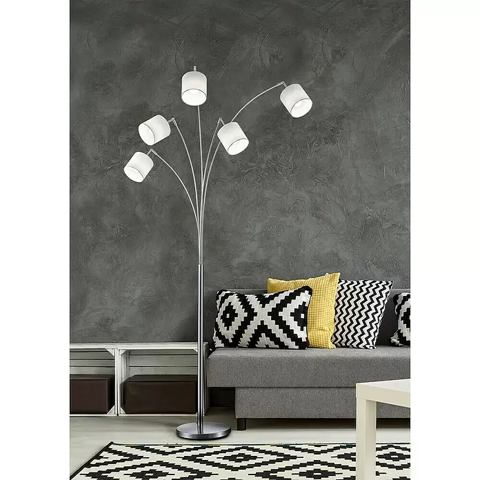 Reality Leuchten Staande lamp Tommy - 28 W, Hoogte: 200 cm, Wit, Zilver, E14 - Sfeeropname