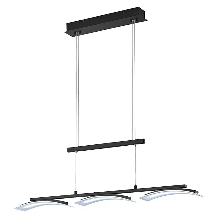 Reality Leuchten Hanglamp Ikaria - 132 W, l x b x h: 10 x 87 x 150 cm, Zwart - Diagonaal zicht